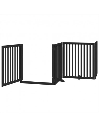 Cancello per Cani Porta Pieghevole Nero 4 Pannelli 320cm Pioppo