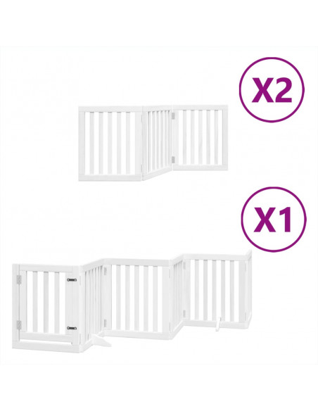 Cancello Cani Porta Pieghevole Bianco 12 Pannelli 600 cm Pioppo