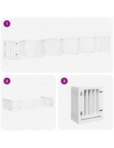 Cancello Cani Porta Pieghevole Bianco 12 Pannelli 600 cm Pioppo