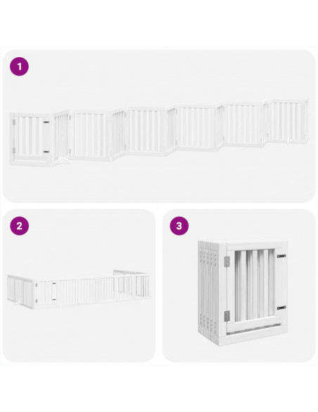 Cancello Cani Porta Pieghevole Bianco 12 Pannelli 600 cm Pioppo