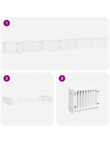 Cancello Cani Porta Pieghevole Bianco 12 Pannelli 960 cm Pioppo