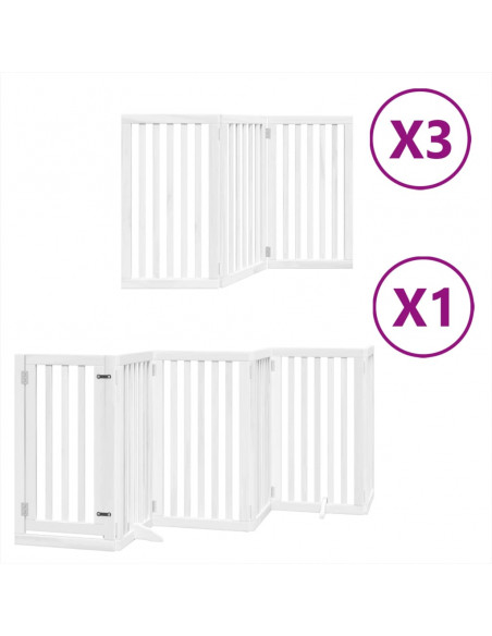 Cancello Cani Porta Pieghevole Bianco 15 Pannelli 750 cm Pioppo