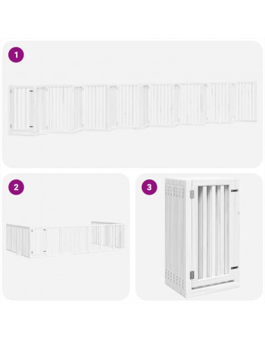 Cancello Cani Porta Pieghevole Bianco 15 Pannelli 750 cm Pioppo