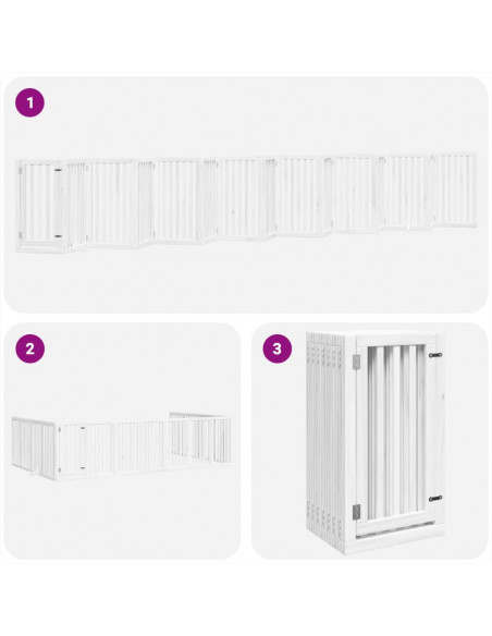 Cancello Cani Porta Pieghevole Bianco 15 Pannelli 750 cm Pioppo