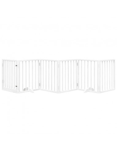 Cancello Cani Porta Pieghevole Bianco 6 Pannelli 300 cm Pioppo