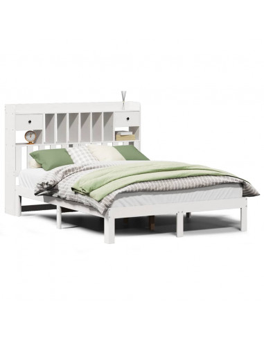 Letto Libreria senza Materasso Bianco 150x200 cm Legno di Pino