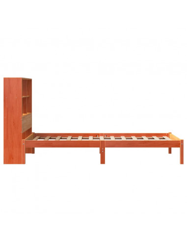 Letto Libreria senza Materasso Marrone Cera 75x190 cm in Pino