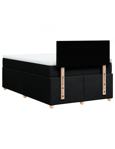 Giroletto a Molle con Materasso Nero 120x200 cm in Tessuto