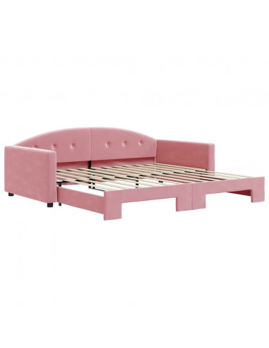 Divano Letto con Letto Estraibile Rosa 100x200 cm in Velluto