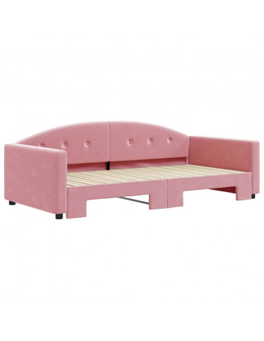 Divano Letto con Letto Estraibile Rosa 100x200 cm in Velluto