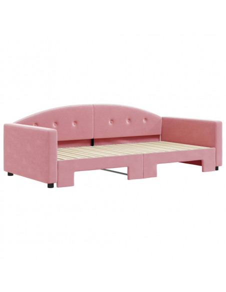 Divano Letto con Letto Estraibile Rosa 100x200 cm in Velluto