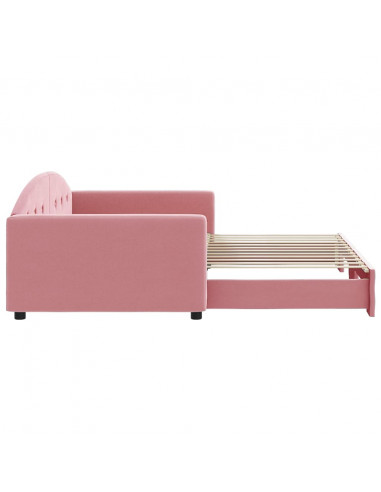 Divano Letto con Letto Estraibile Rosa 100x200 cm in Velluto