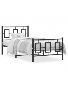 Giroletto con Testiera e Pediera Metallo Nero 90x200 cm 2