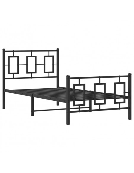 Giroletto con Testiera e Pediera Metallo Nero 90x200 cm