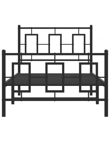 Giroletto con Testiera e Pediera Metallo Nero 90x200 cm