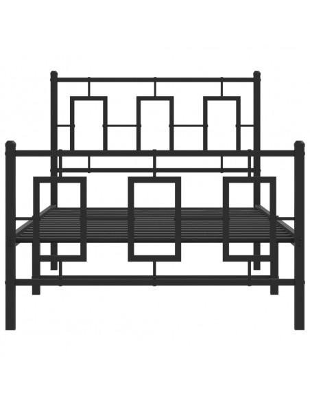 Giroletto con Testiera e Pediera Metallo Nero 90x200 cm