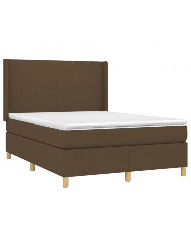 Letto a Molle Materasso e LED MarroneScuro 140x190cm in Tessuto