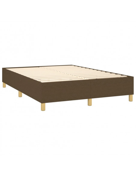 Letto a Molle Materasso e LED MarroneScuro 140x190cm in Tessuto