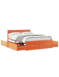 Giroletto Cassetti Marrone Cera 135x190 cm Legno Massello Pino 2