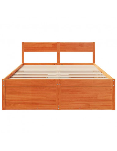 Giroletto Cassetti Marrone Cera 135x190 cm Legno Massello Pino