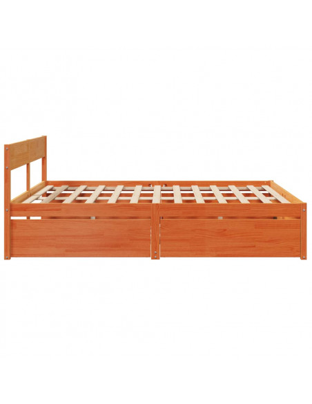 Giroletto con Cassetti Marrone Cera 180x200 Legno Massello Pino