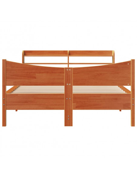 Giroletto con Testiera Marrone Cera 140x190 cm Massello Pino