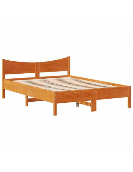 Giroletto con Testiera Marrone Cera 140x190 cm Massello Pino