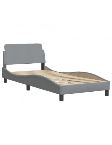 Letto con Materasso Grigio Chiaro 90x200 cm in Tessuto