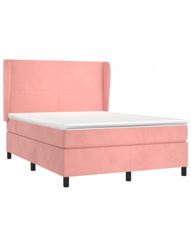 Giroletto a Molle con Materasso Rosa 140x200 cm in Velluto