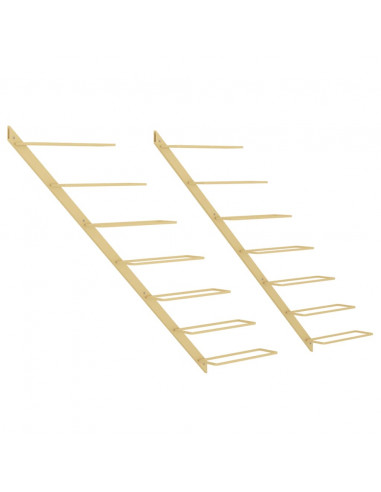 Portavini da Parete per 7 Bottiglie 2 pz Metallo Dorato