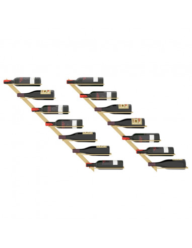 Portavini da Parete per 7 Bottiglie 2 pz Metallo Dorato