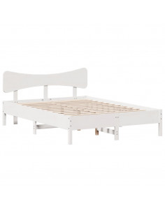 Letto senza Materasso Bianco 140x190 cm Legno Massello di Pino 2