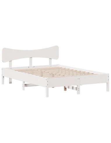 Letto senza Materasso Bianco 140x190 cm Legno Massello di Pino