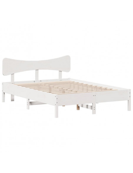 Letto senza Materasso Bianco 140x190 cm Legno Massello di Pino