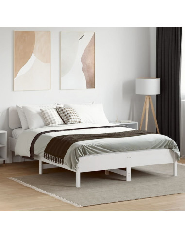 Letto senza Materasso Bianco 140x190 cm Legno Massello di Pino