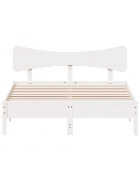 Letto senza Materasso Bianco 140x190 cm Legno Massello di Pino