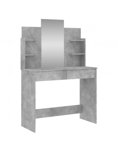 Toeletta con Specchio Grigio Cemento 96x39x142 cm