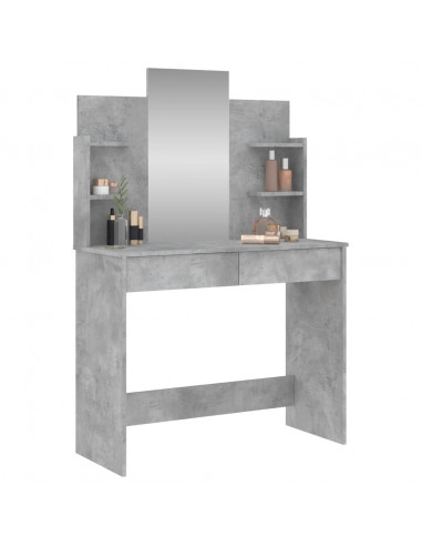 Toeletta con Specchio Grigio Cemento 96x39x142 cm