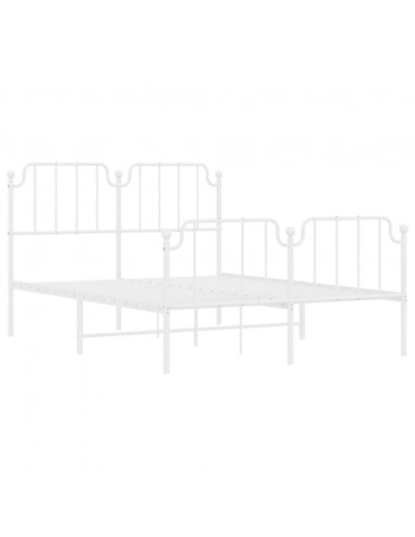 Giroletto con Testiera e Pediera Metallo Bianco 150x200 cm