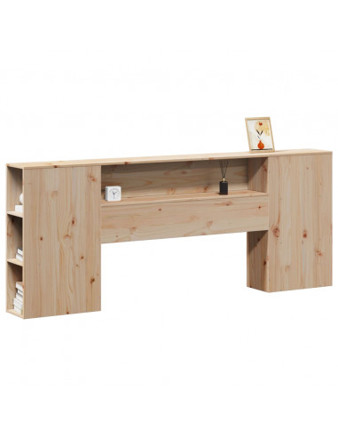 Testiera con Scomparti 200 cm in Legno Massello di Pino