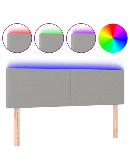 Testiera a LED Grigio Chiaro 144x5x78/88 cm in Tessuto
