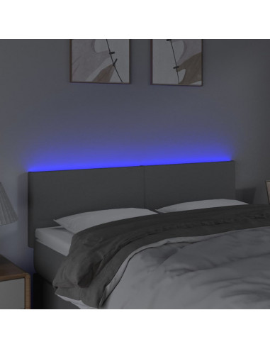 Testiera a LED Grigio Chiaro 144x5x78/88 cm in Tessuto