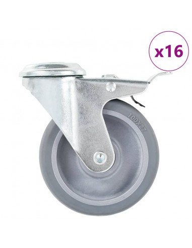 Ruote Girevoli con Foro per Bulloni 16 pz 100 mm