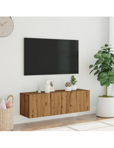 Mobile TV a Parete Rovere Artigianale 100x30x30cm in Truciolato
