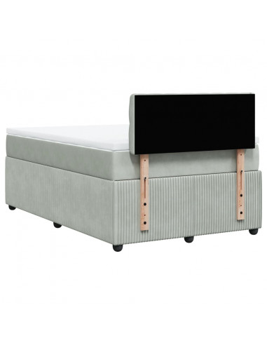 Giroletto a Molle con Materasso Grigio Chiaro 120x200cm Velluto