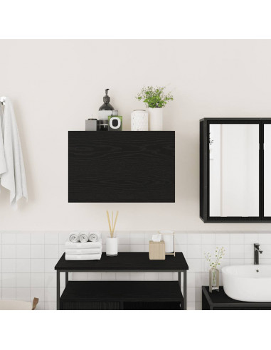 Mobile da Bagno a Parete Nero 60x25x40 cm in Legno Multistrato