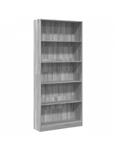 Libreria Grigio Sonoma 80x24x176 cm in Legno Multistrato