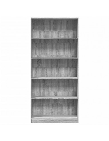 Libreria Grigio Sonoma 80x24x176 cm in Legno Multistrato