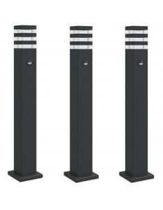 Lampade Terra per Esterni con Sensori 3pz Nere 80cm Alluminio 2
