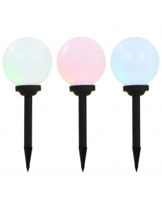 Lampade Solari da Esterni Sferiche 3 pz LED RGB 20 cm 2